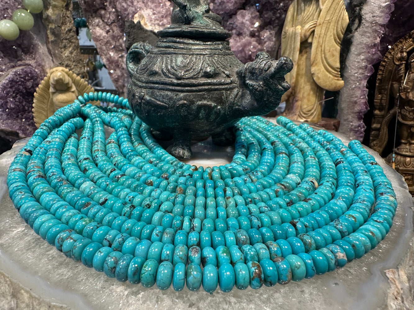 Natural Turquoise 8mm smooth rondelle gemstone beads
