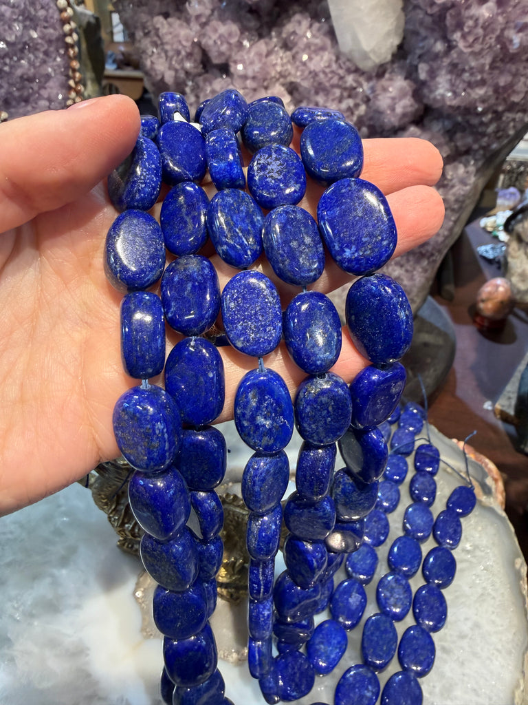 Lapis flat tumble 13x17mm gemstones beads