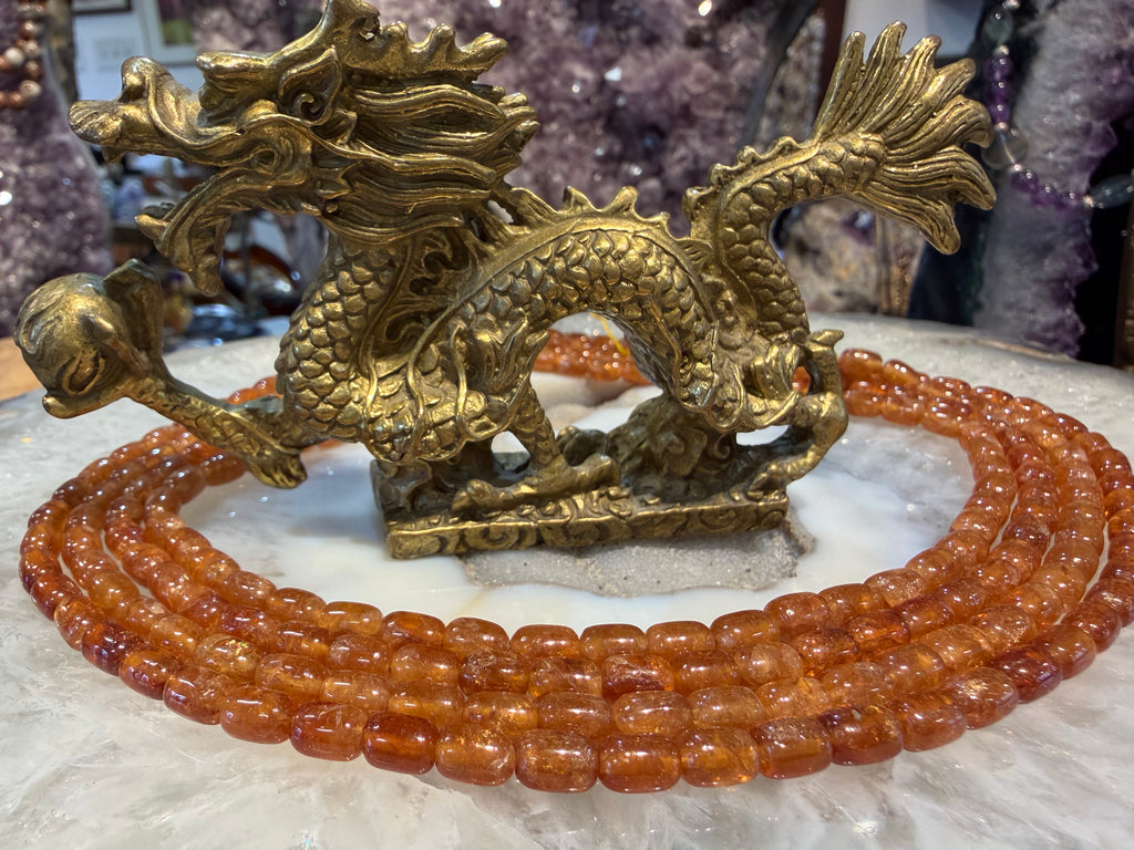 Hessonite garnet tube 7mm gemstone beads