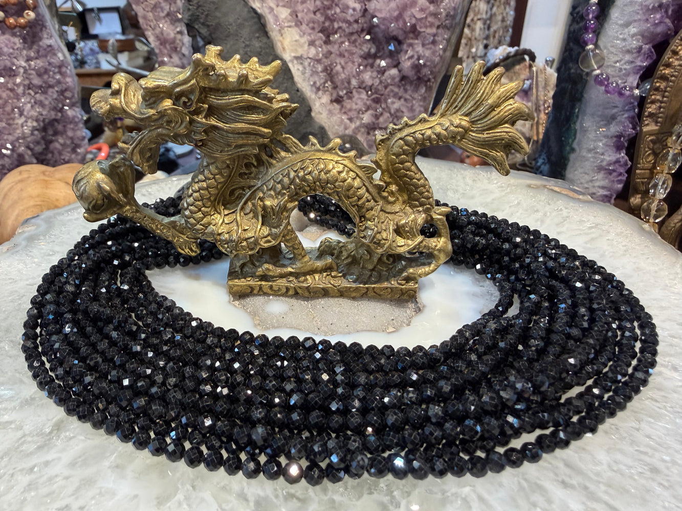 Black tourmaline 4mm faceted cut gemstones beads