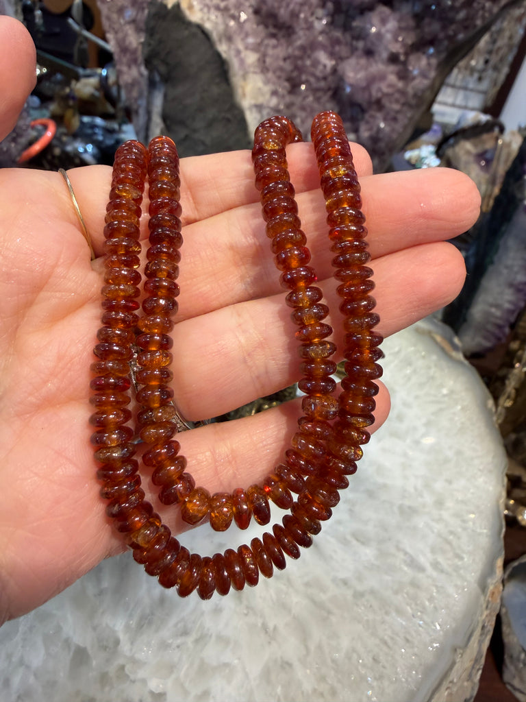 Hessonite garnet 5-6.5mm smooth rondelle gemstone beads