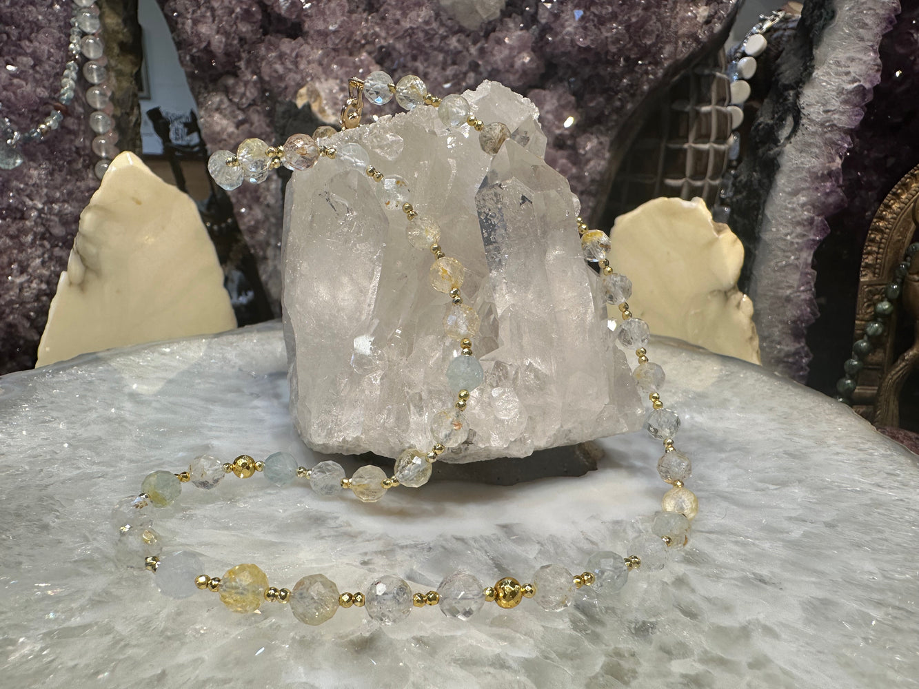 Sparkling Natural Topaz Faceted Gemstone Necklace