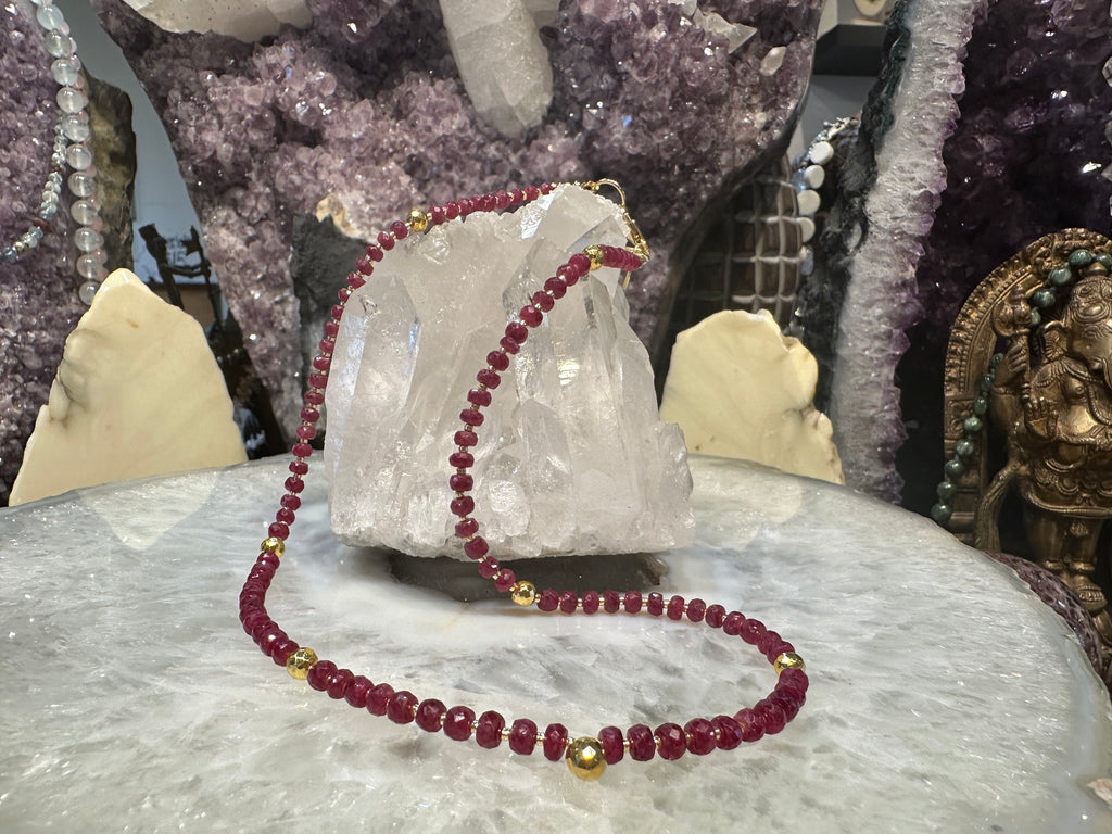 Stunning Faceted Cut Natural ruby & pyrite gemstone necklace #2