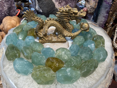 Stunning Rare Large Multicolor Aquamarine Faceted Nugget Gemstone Beads