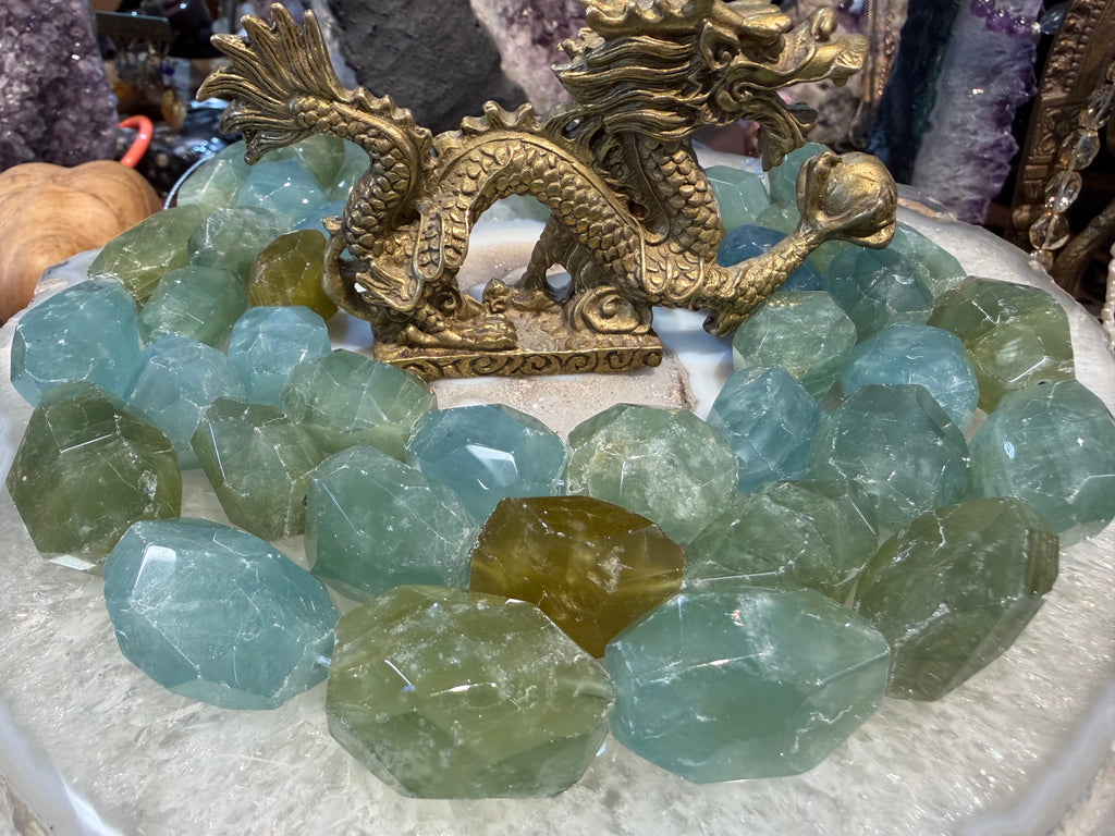 Stunning Rare Large Multicolor Aquamarine Faceted Nugget Gemstone Beads