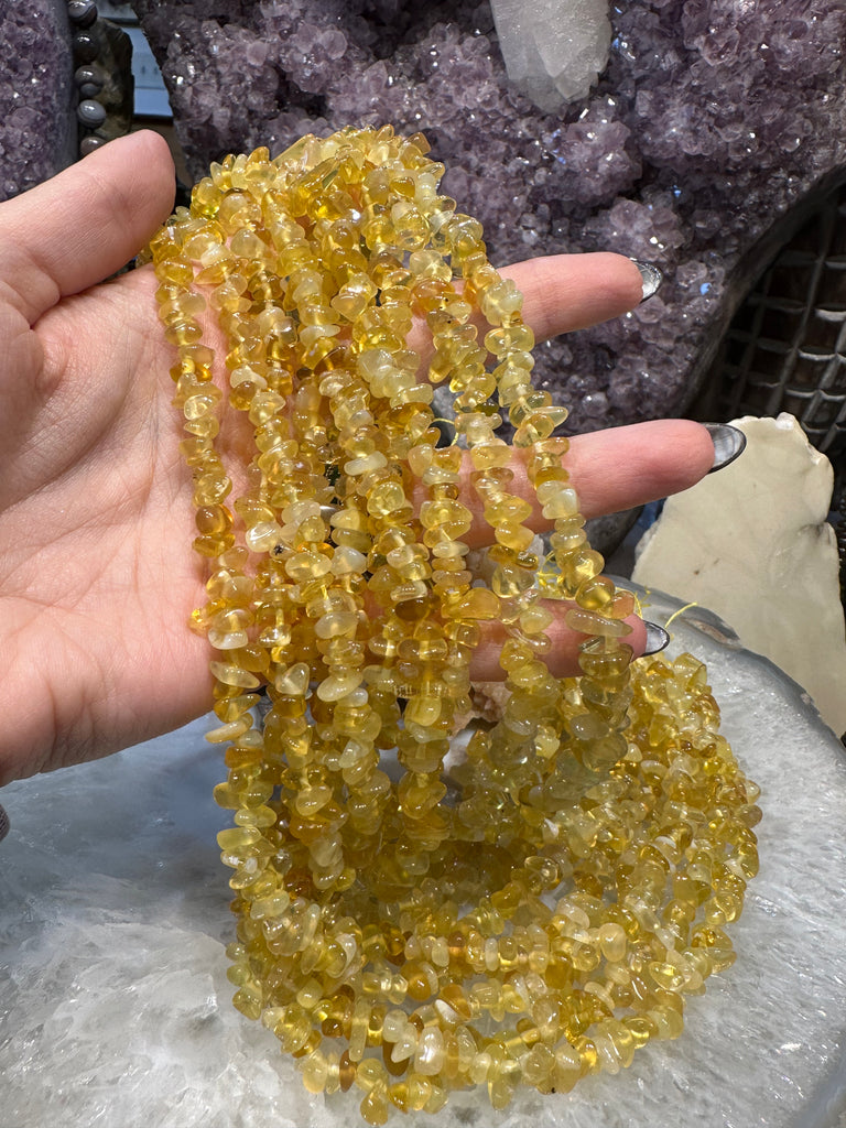 Natural Yellow opal chip nugget gemstone beads