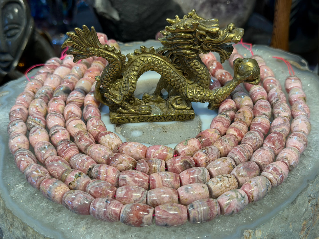 Beautiful Rhodochrosite barrel 17mm gemstone