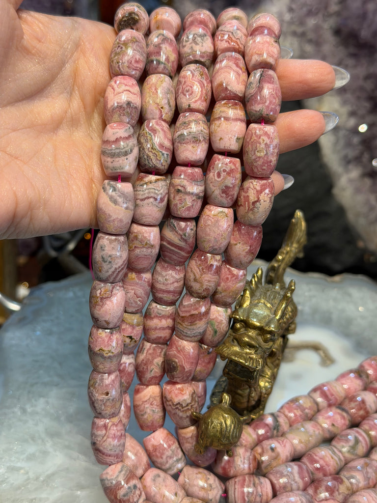 Beautiful Rhodochrosite barrel 17mm gemstone