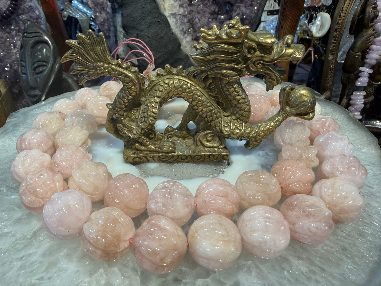 Beautiful Morganite melon 19mm carved gemstone