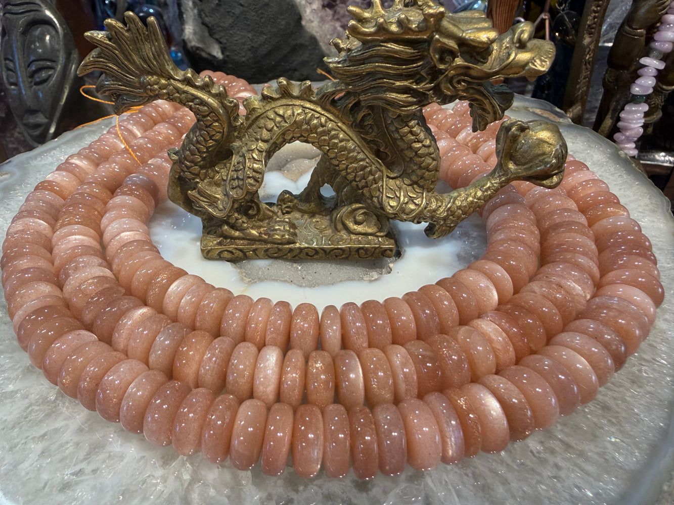 Beautiful Peach moonstone 14mm smooth rondelle