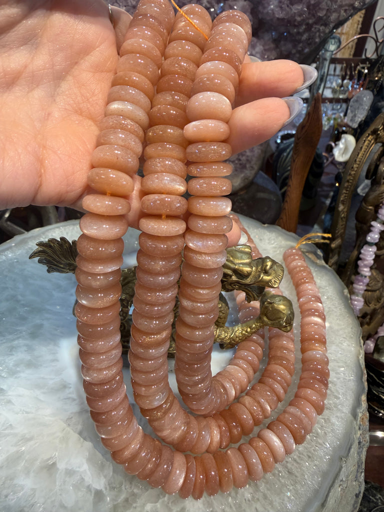 Beautiful Peach moonstone 14mm smooth rondelle