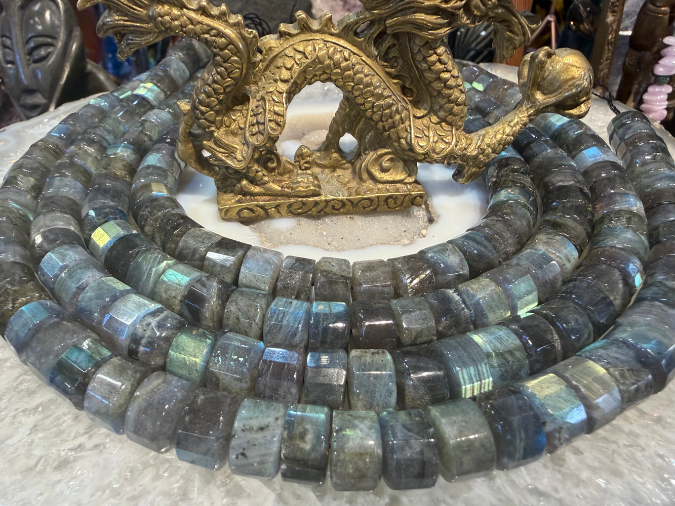 Superb Labradorite flash 12mm Stepcut gemstone