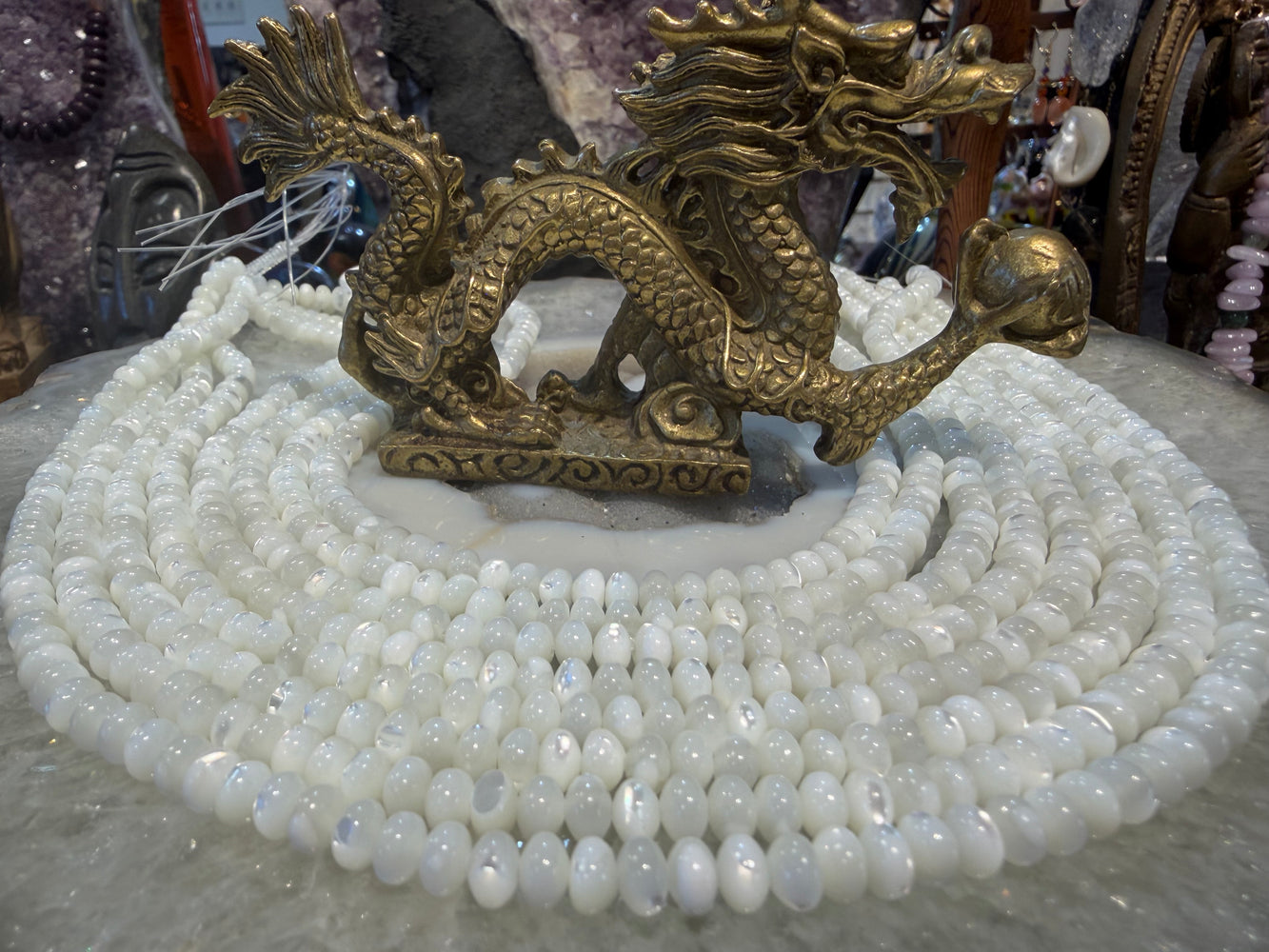 Mother of pearl 6mm smooth rondelle gemstone