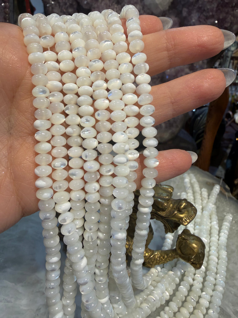 Mother of pearl 6mm smooth rondelle gemstone