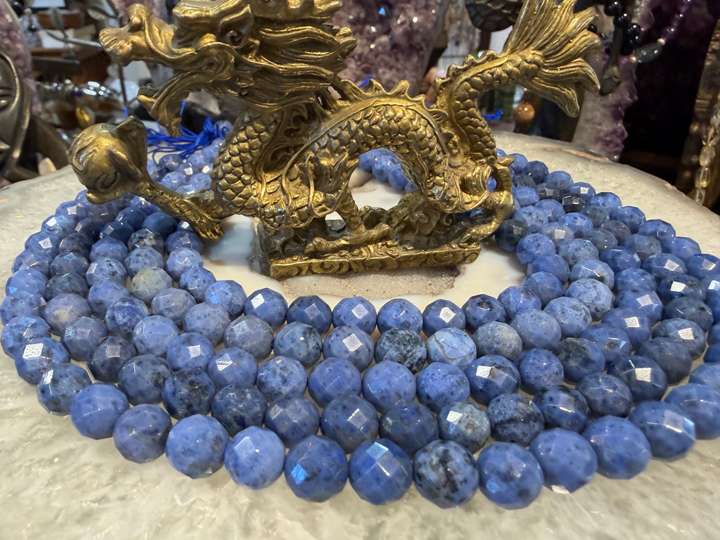 Dumortierite faceted 10mm gemstones beads