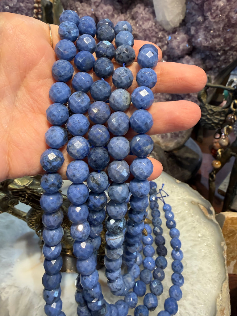 Dumortierite faceted 10mm gemstones beads