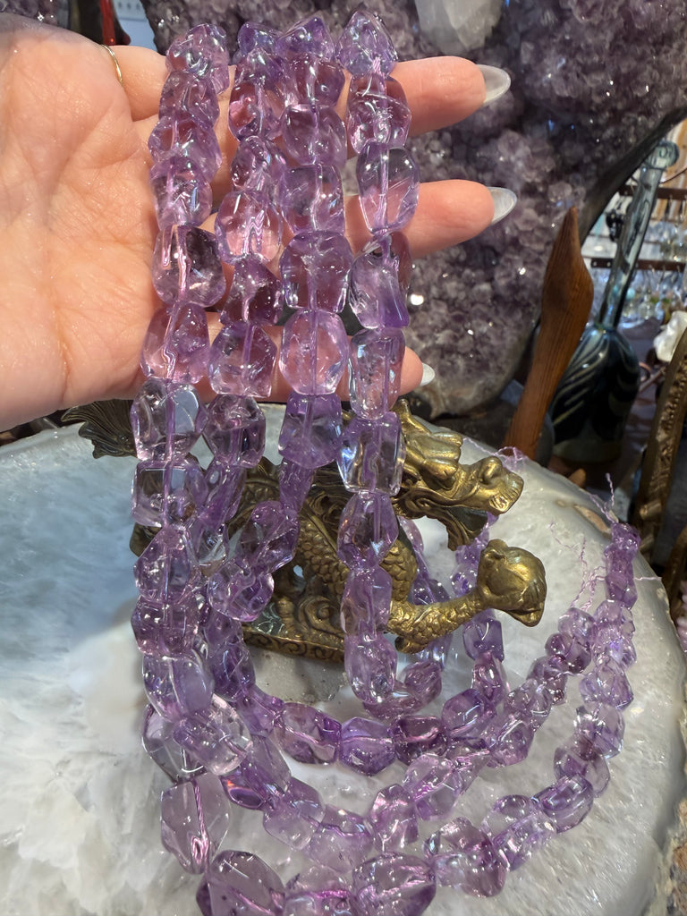 Amethyst clear chiseled cut nugget gemstones