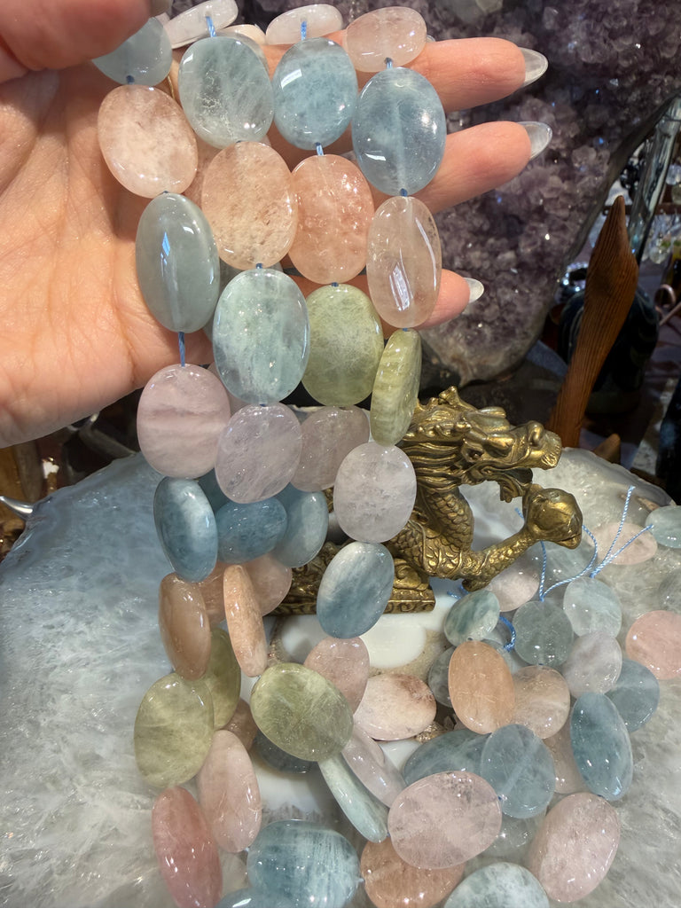 Aquamarine & morganite oval 20mm gemstone