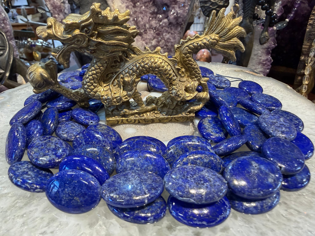 Lapis deep large oval 25mm gemstone beads
