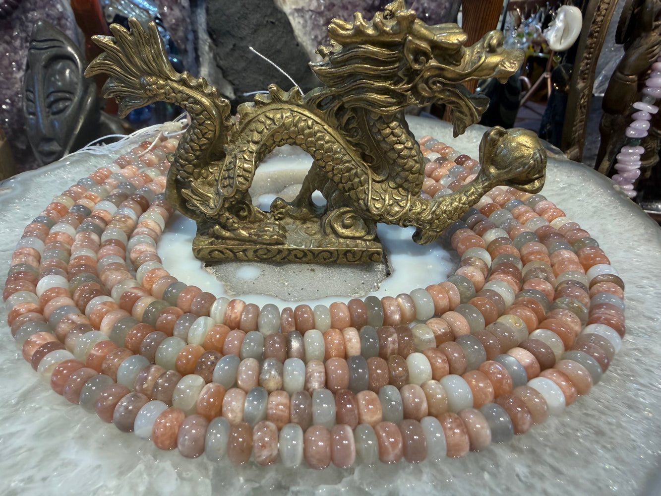 Mixed moonstone 8mm smooth rondelle gemstone