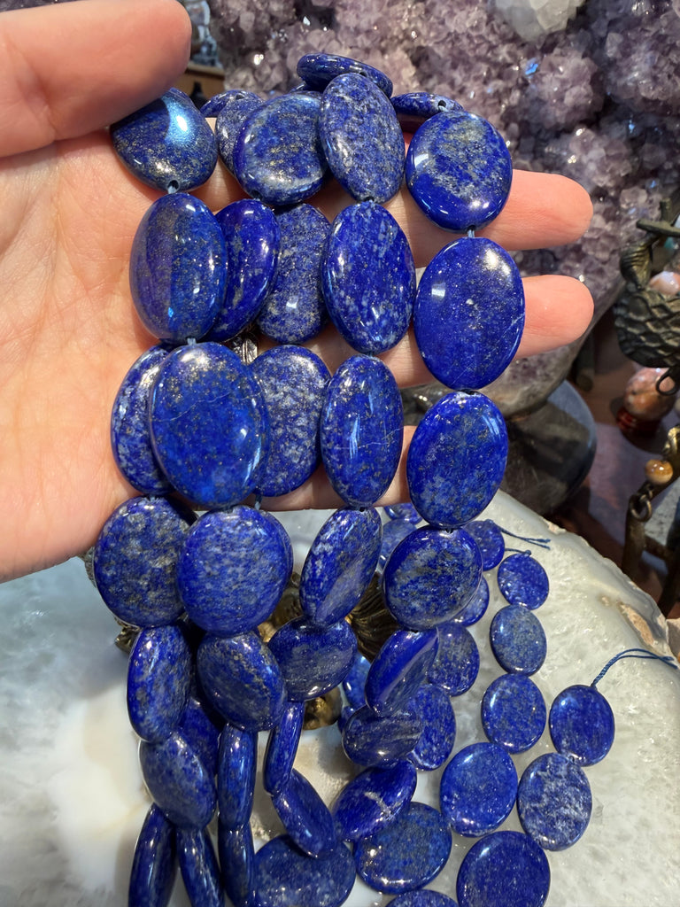 Lapis deep large oval 25mm gemstone beads