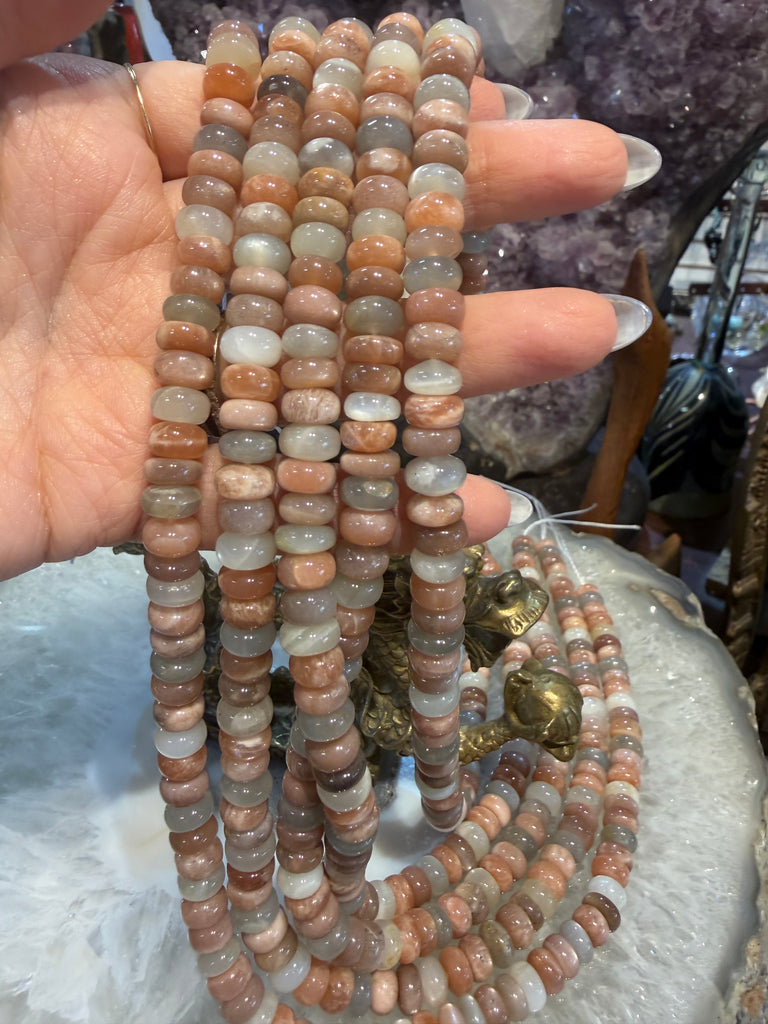 Mixed moonstone 8mm smooth rondelle gemstone