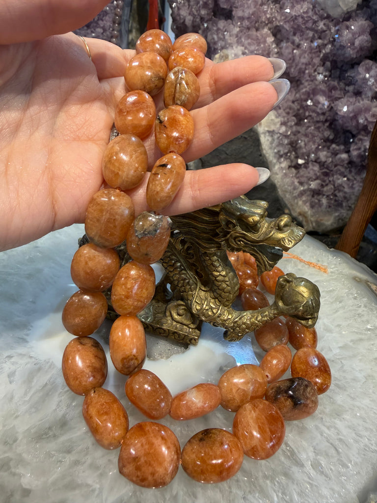 Rare Lithiophilite 17-18mm Large top orange gemstones