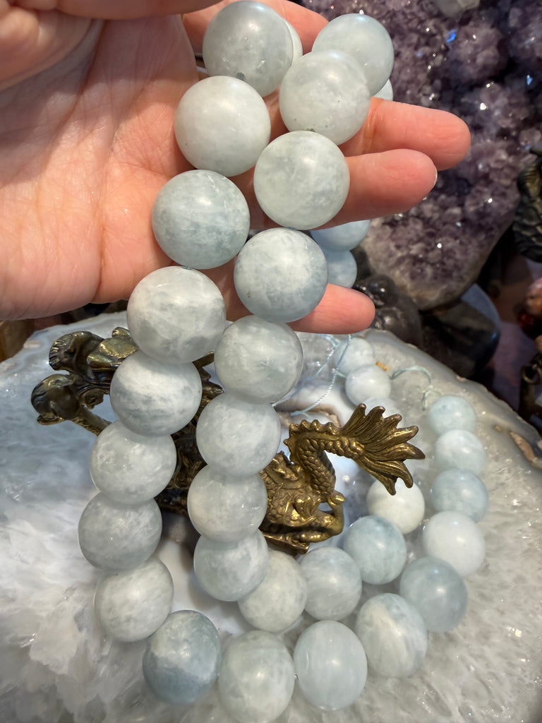 Superb Rare Matte aquamarine 20mm gemstones beads