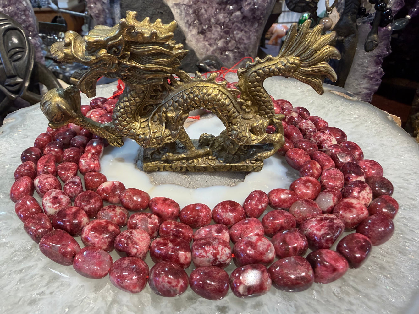 Superb Pink Thulite nugget 12mm gemstone beads