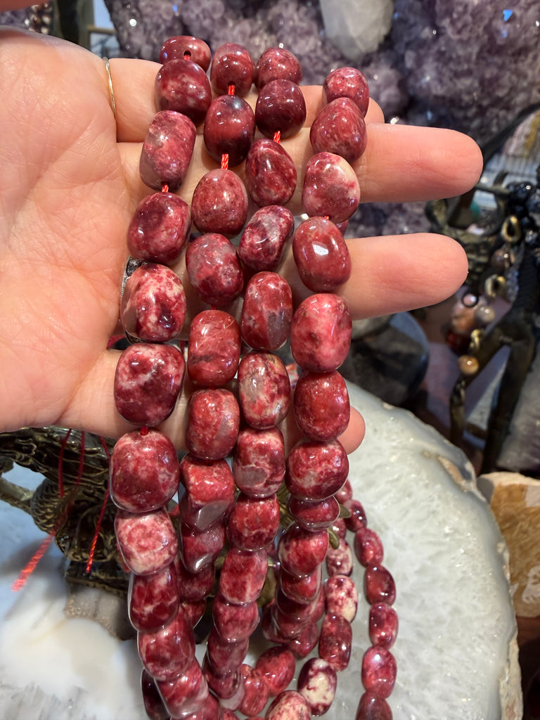 Superb Pink Thulite nugget 12mm gemstone beads