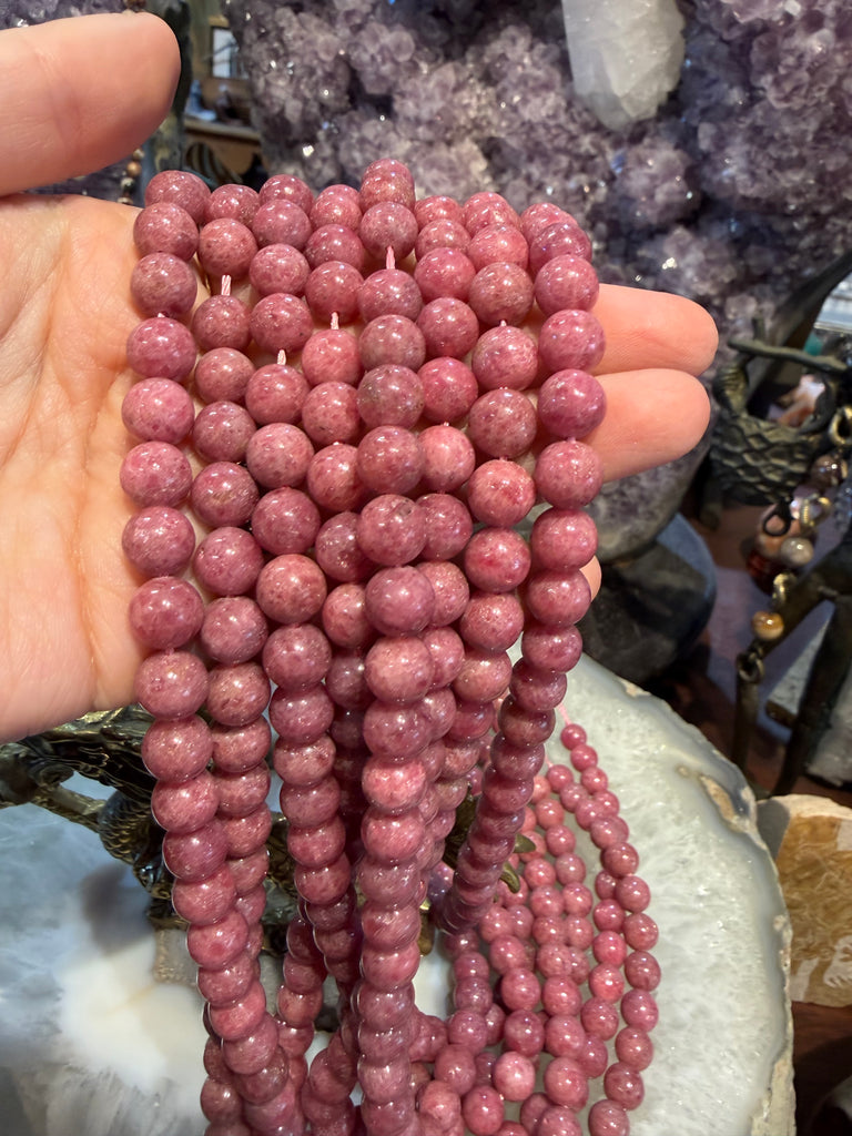 Pink deep rhodonite 8mm gemstone beads