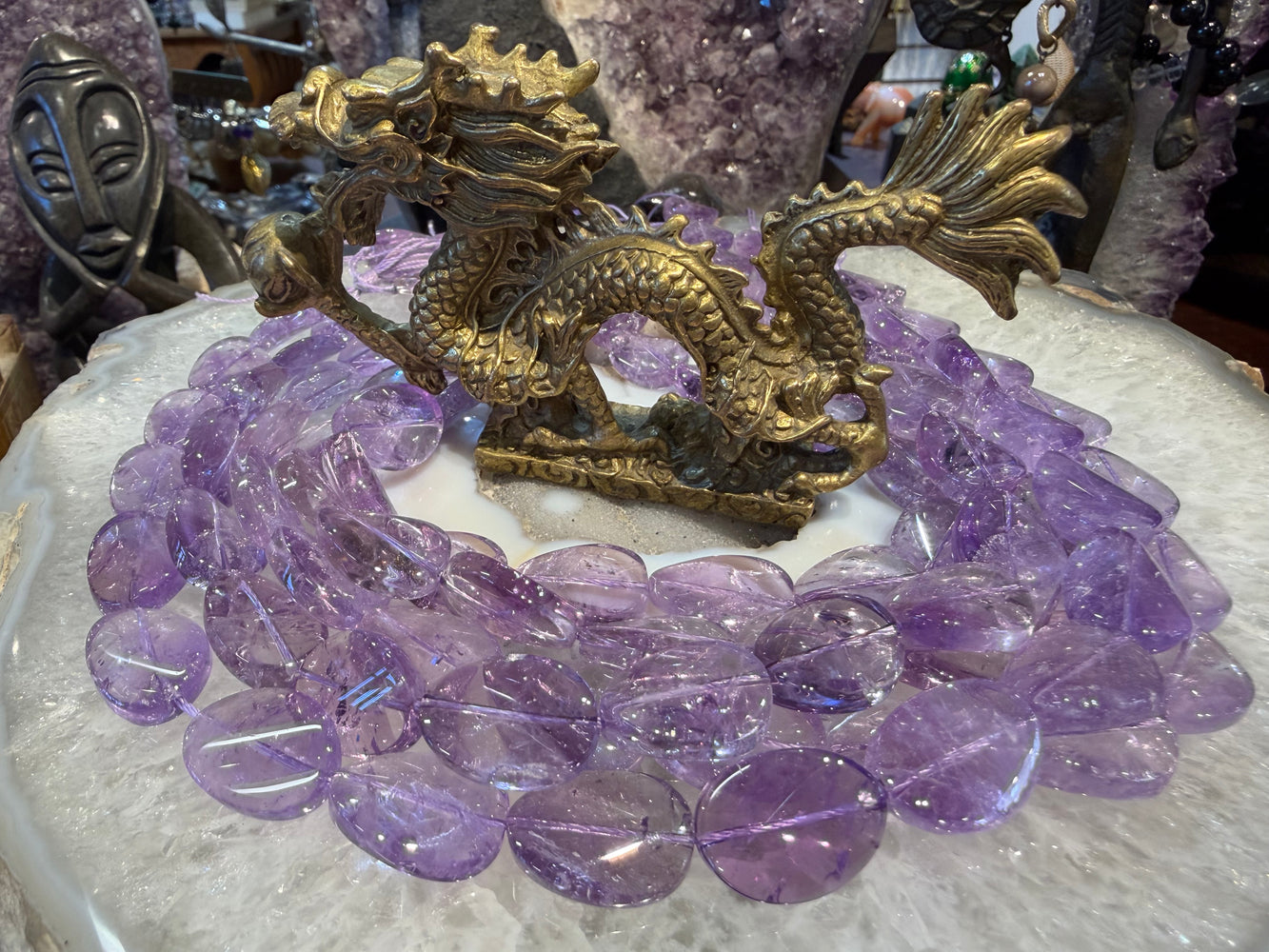 Beautiful lavender amethyst twist 20mm gemstone beads