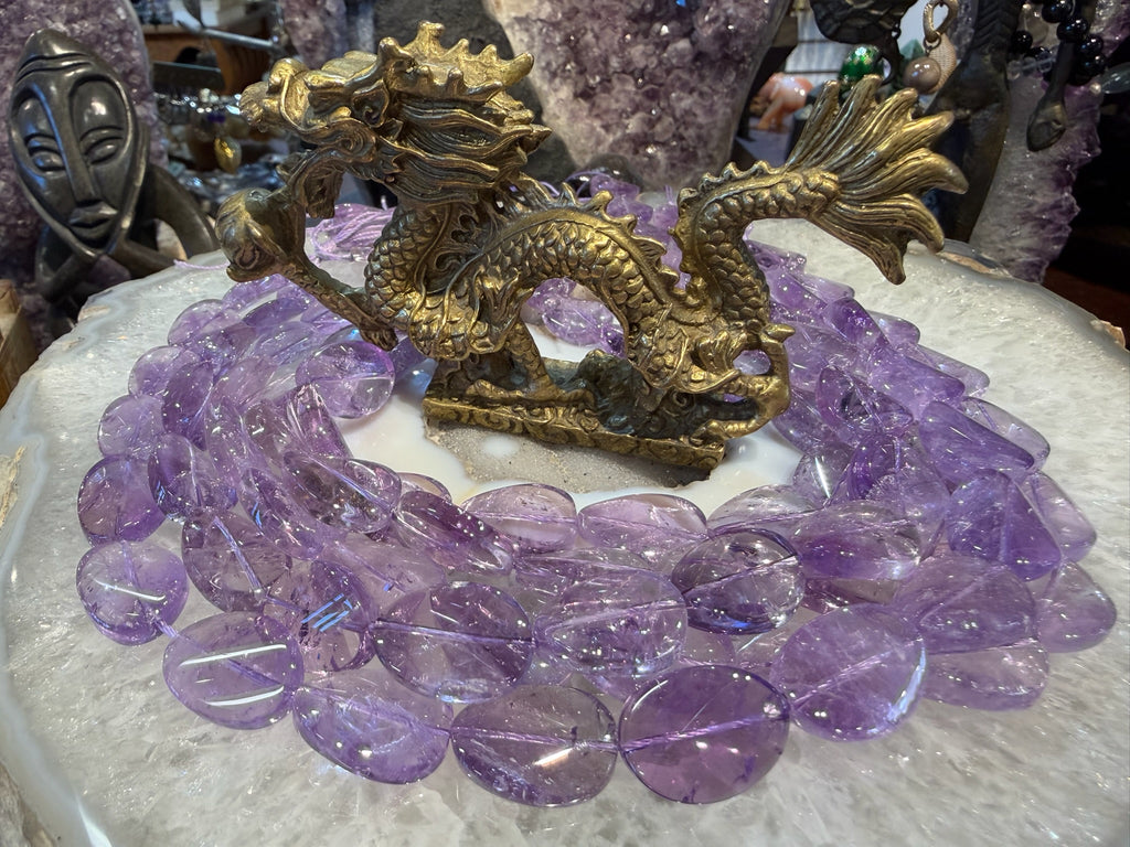 Lavender Amethyst twisted oval gemstone beads