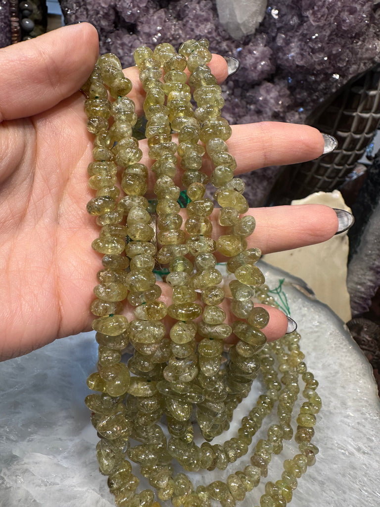 Beautiful Green garnet 8-10mm smooth nugget gemstones beads