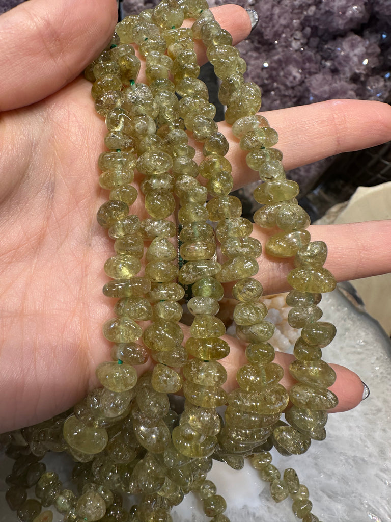 Beautiful Green garnet 8-10mm smooth nugget gemstones beads