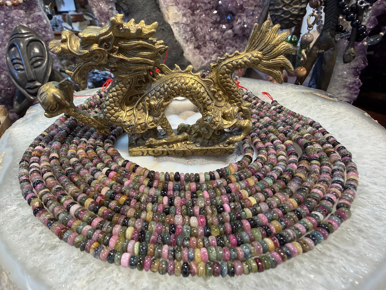 Tourmaline multi rondelle smooth 5mm gemstone beads