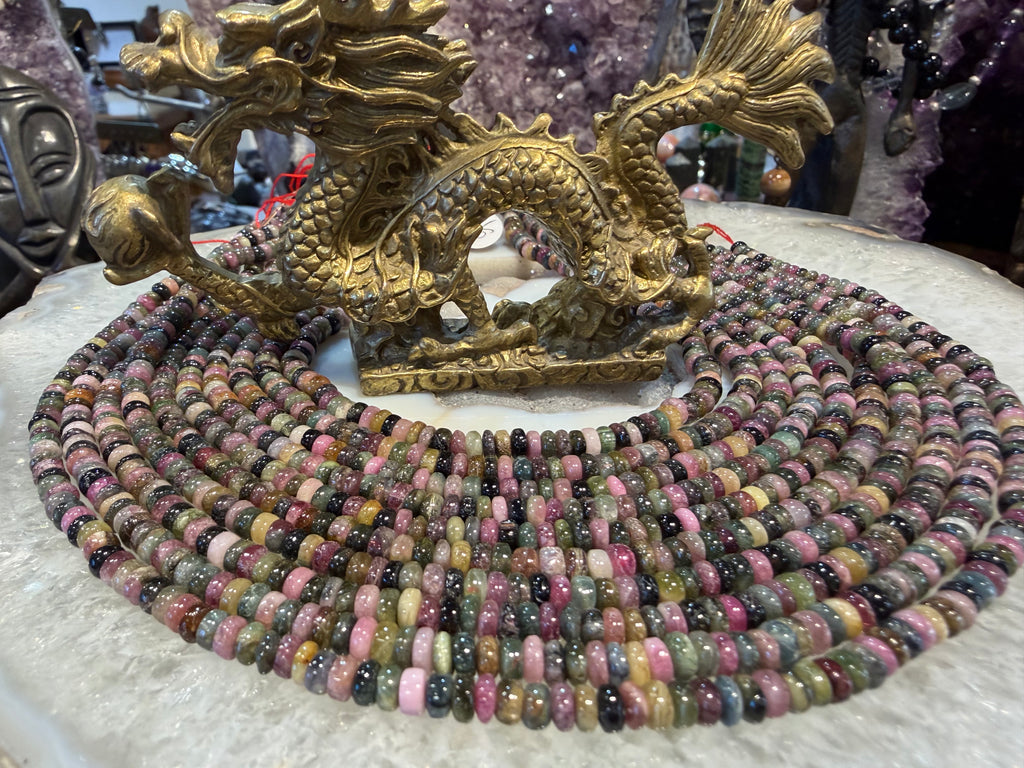 Tourmaline multi rondelle smooth 5mm gemstone beads