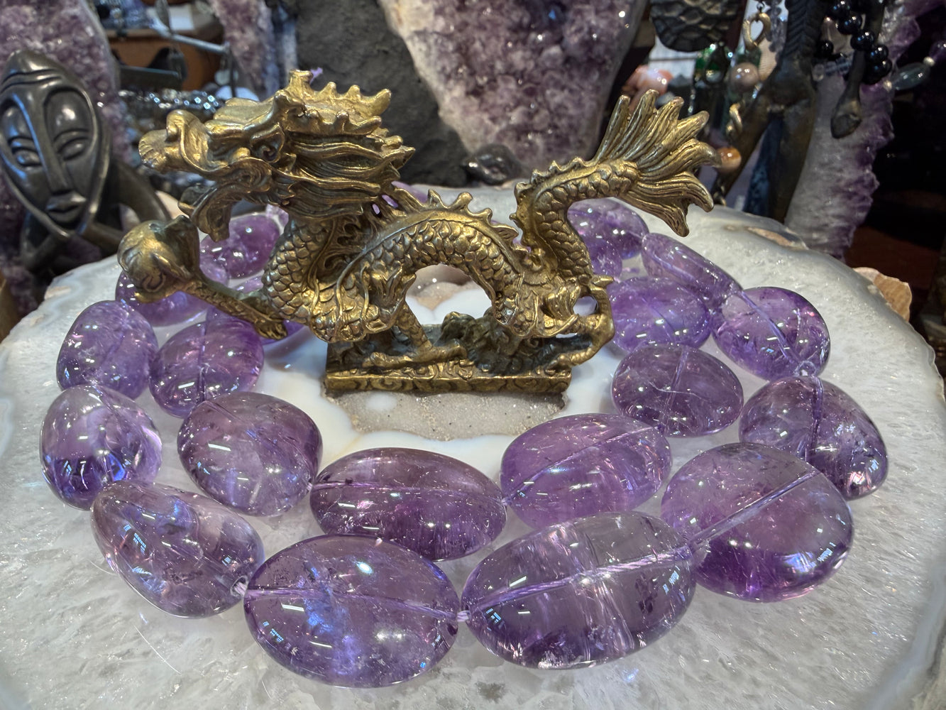 Beautiful amethyst large tumble 34-35mm gemstone beads