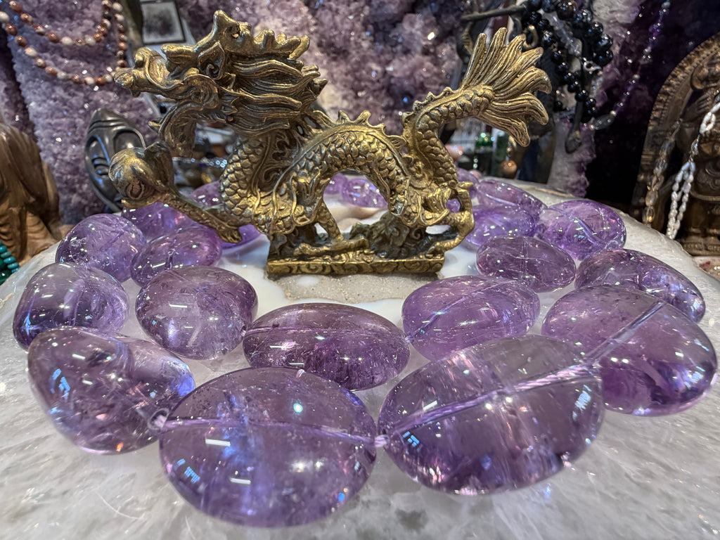 Beautiful amethyst large tumble 34-35mm gemstone beads