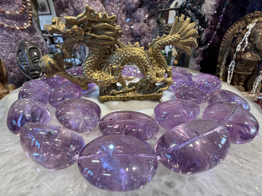 Beautiful amethyst large tumble 34-35mm gemstone beads