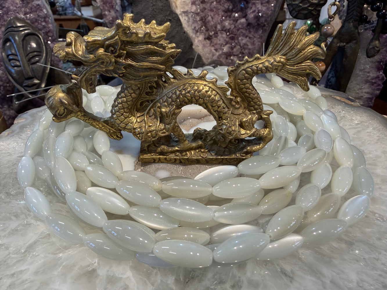 White moonstone flash olive 20mm gemstone beads