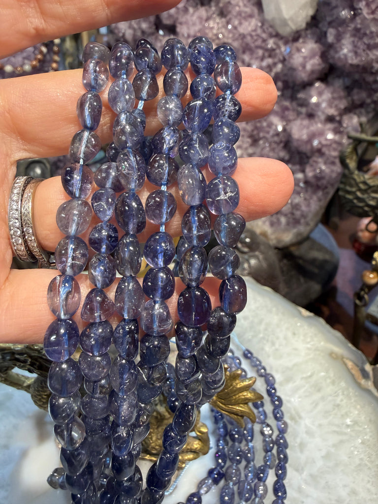 Iolite tumble 7-10mm gemstone beads