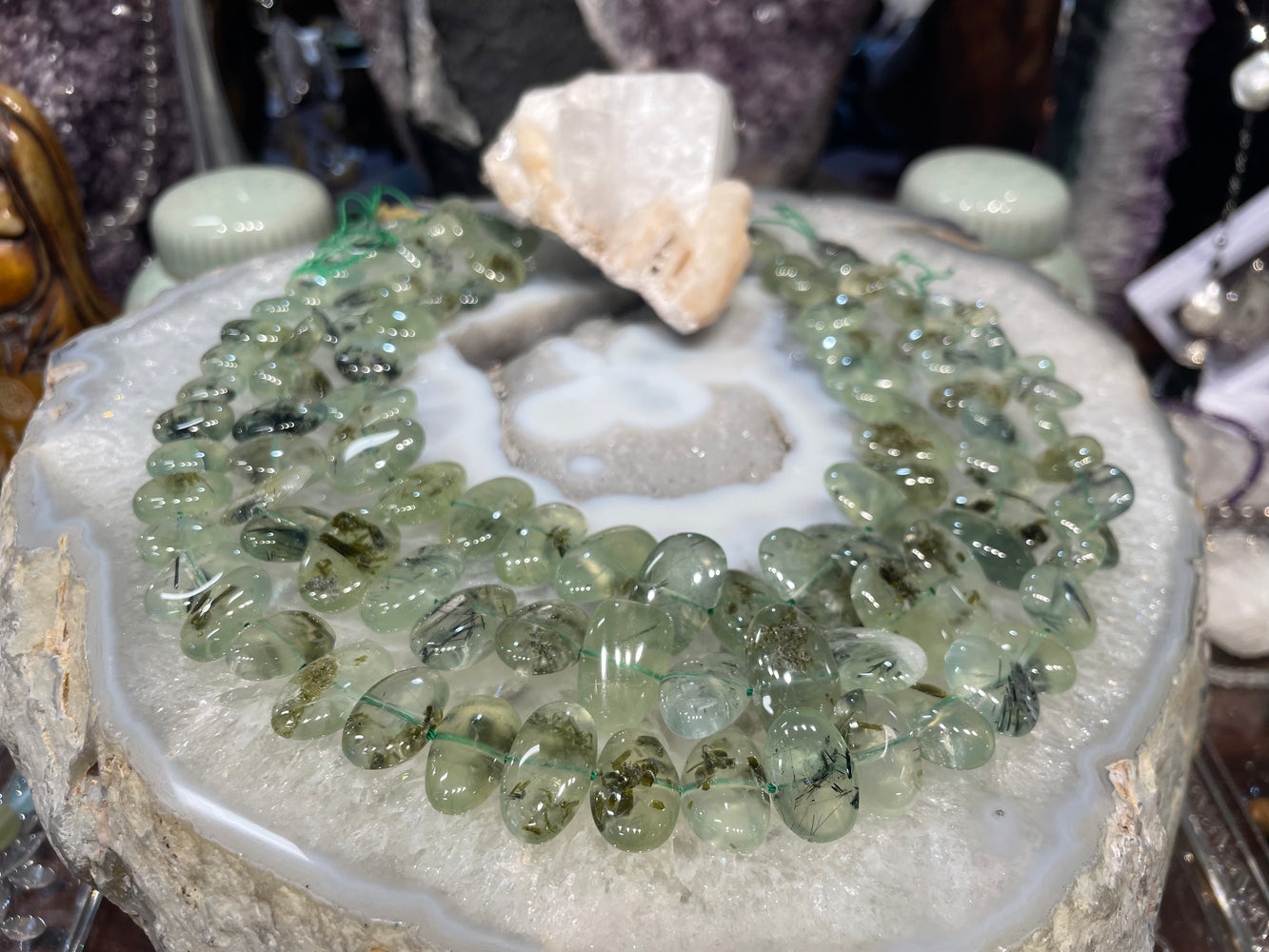 Beautiful Prehnite flat tumble gemstone beads