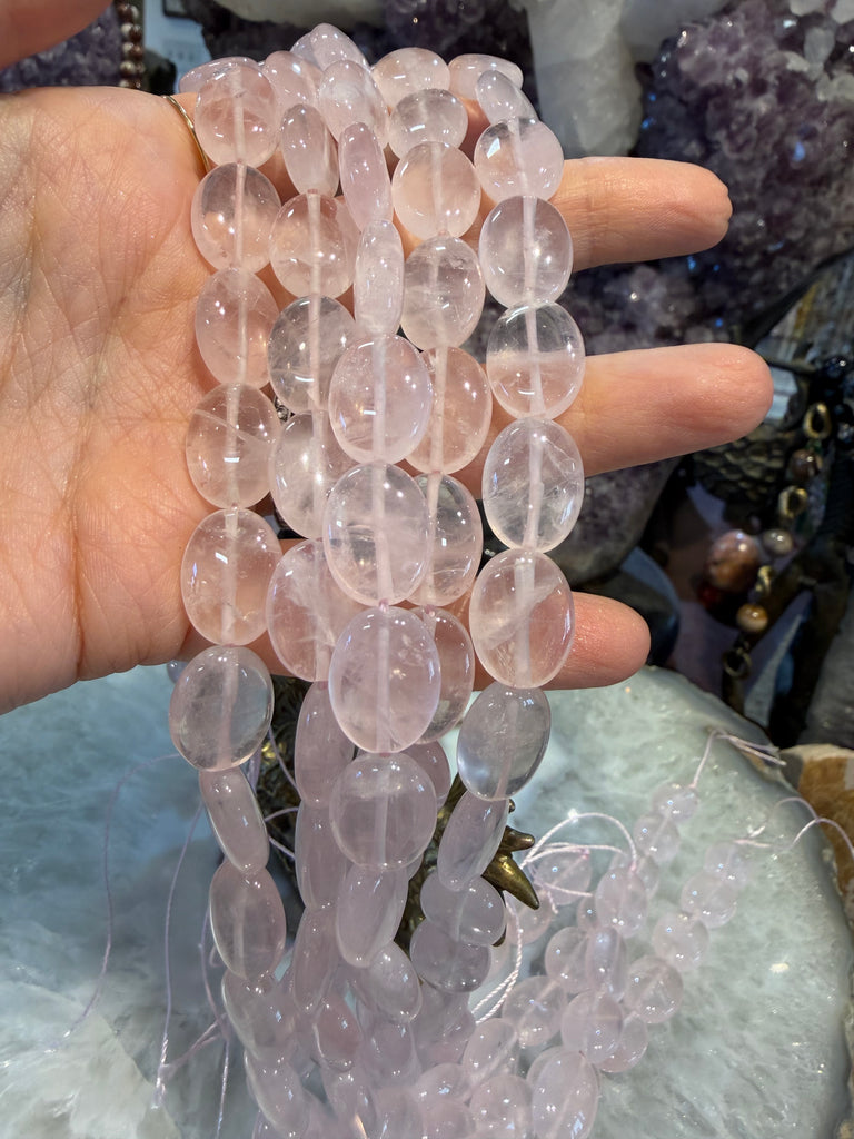 Rose quartz oval 16mm gemstone beads