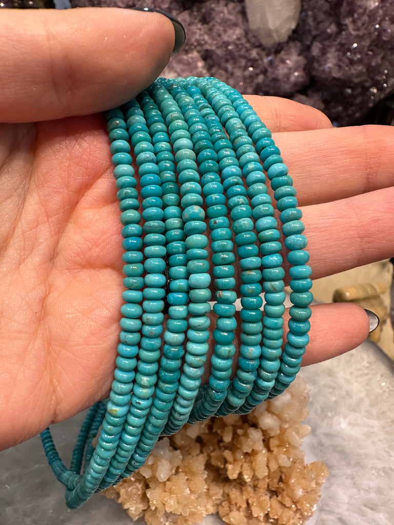 Natural Turquoise 4mm smooth rondelle gemstones beads