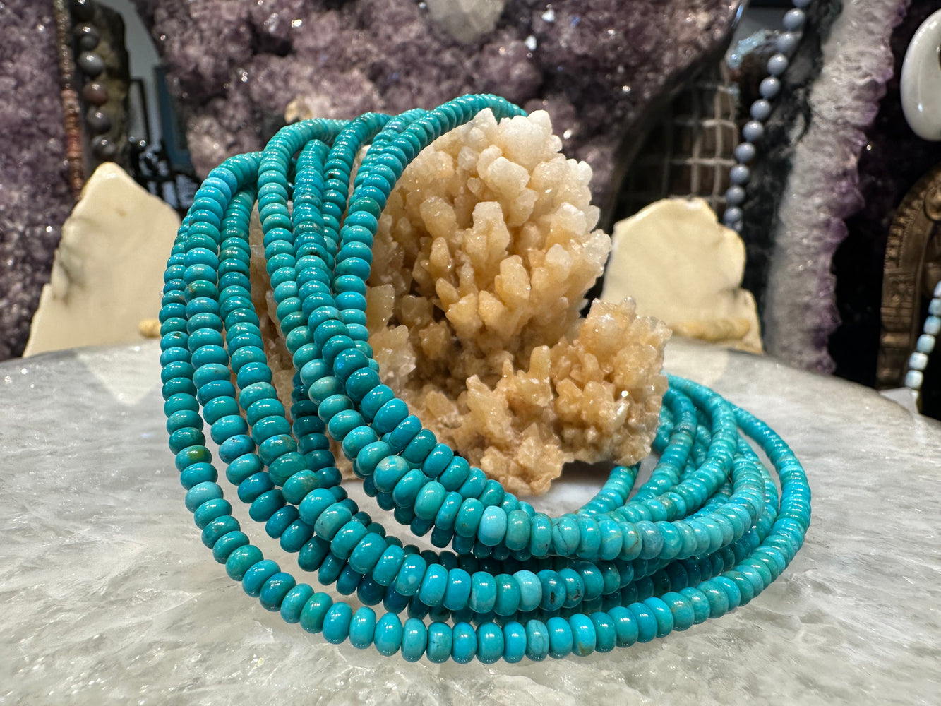 Natural Turquoise 4mm smooth rondelle gemstones beads