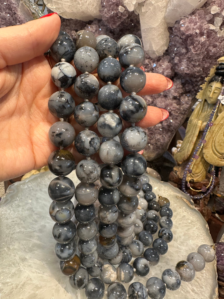 Dendritic agate 15mm Round Gemstone Beads
