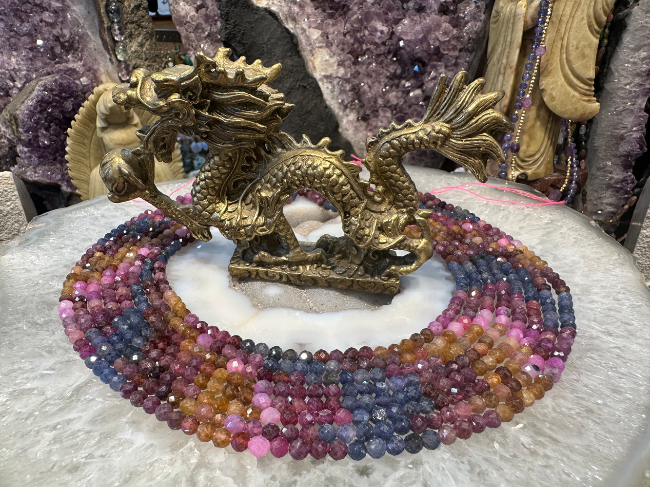 Multicolour sapphire faceted 4mm gemstone beads