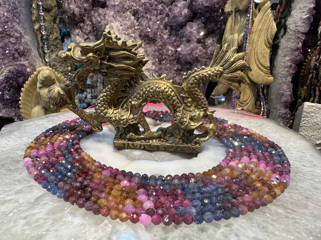 Multicolour sapphire faceted 4mm gemstone beads