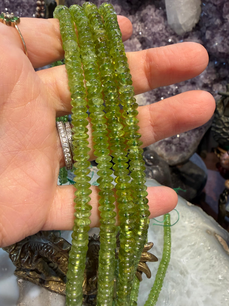 Peridot 6mm smooth rondelle gemstone beads